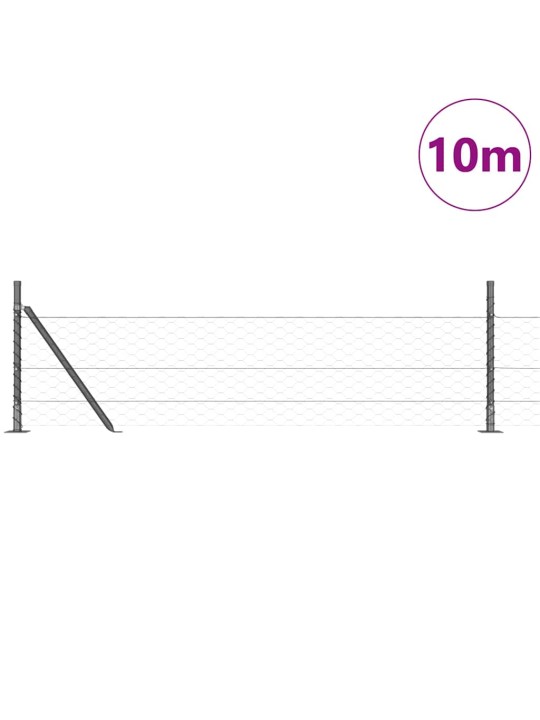 Žogs ar stabiem. pelēka 0.5 x 10 m pvc pārklāts tērauds