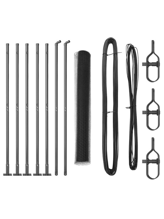 Žogs ar stabiem. pelēka 0.8 x 10 m pvc pārklāts tērauds