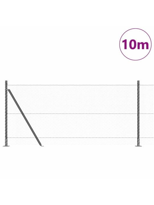 Žogs ar stabiem. pelēka 0.8 x 10 m pvc pārklāts tērauds