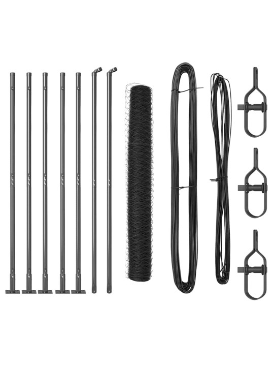 Žogs ar stabiem. pelēka 0.8 x 10 m pvc pārklāts tērauds