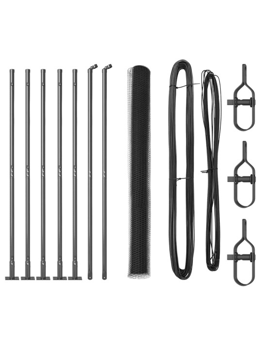 Žogs ar stabiem. pelēka 1.6 x 10 m pvc pārklāts tērauds