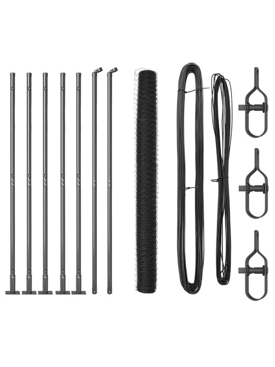 Žogs ar stabiem. pelēka 1.6 x 10 m pvc pārklāts tērauds
