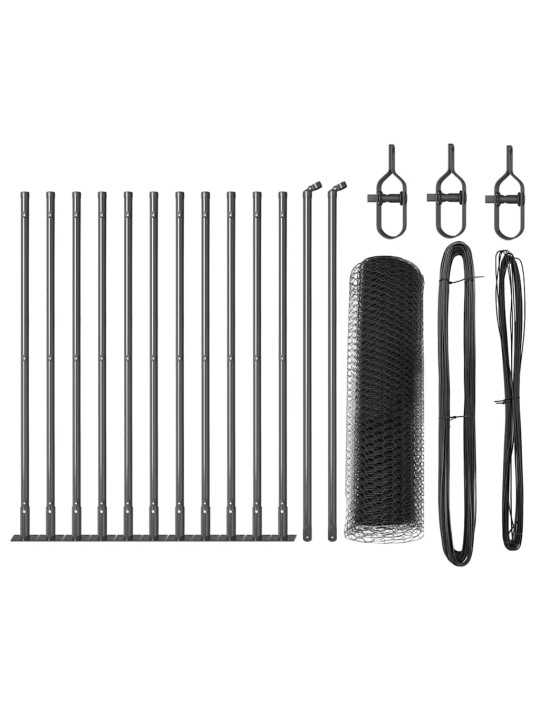 Žogs ar stabiem. pelēka 0.4 x 25 m pvc pārklāts tērauds