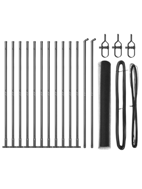Žogs ar stabiem. pelēka 0.8 x 25 m pvc pārklāts tērauds