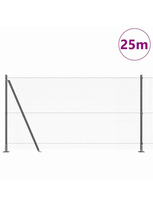 Žogs ar stabiem. pelēka 1.2 x 25 m pvc pārklāts tērauds