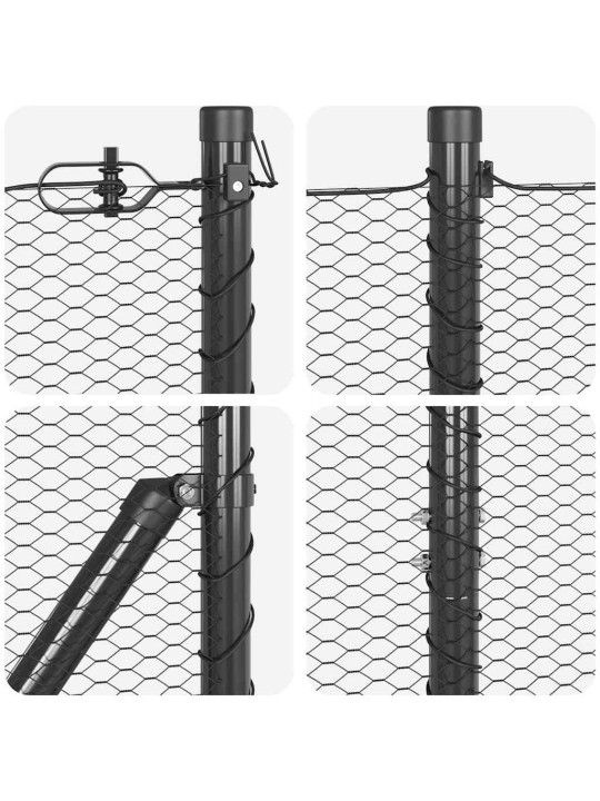 Žogs ar stabiem. pelēka 1.6 x 25 m pvc pārklāts tērauds