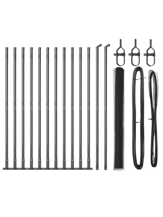 Žogs ar stabiem. pelēka 1.6 x 25 m pvc pārklāts tērauds