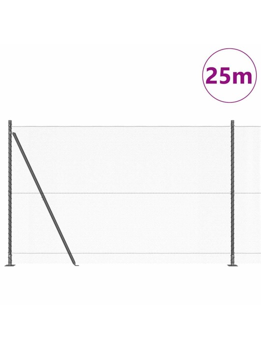 Žogs ar stabiem. pelēka 1.6 x 25 m pvc pārklāts tērauds