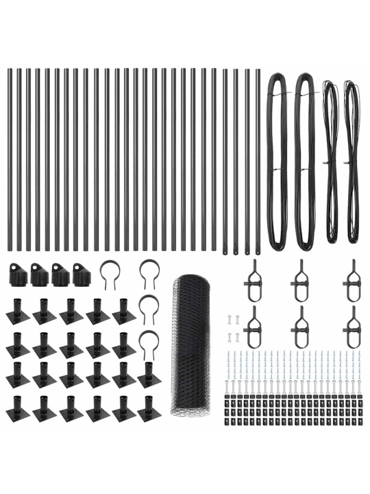 Žogs ar stabiem. pelēka 0.4 x 50 m pvc pārklāts tērauds