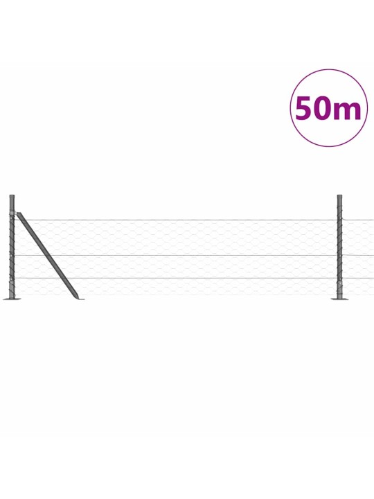 Žogs ar stabiem. pelēka 0.4 x 50 m pvc pārklāts tērauds