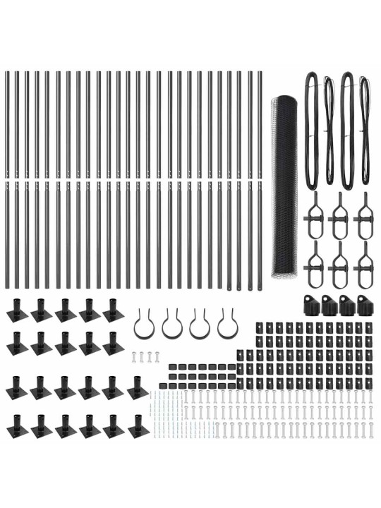 Žogs ar stabiem. pelēka 1.2 x 50 m pvc pārklāts tērauds