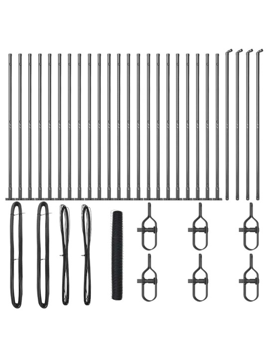 Žogs ar stabiem. pelēka 1.2 x 50 m pvc pārklāts tērauds