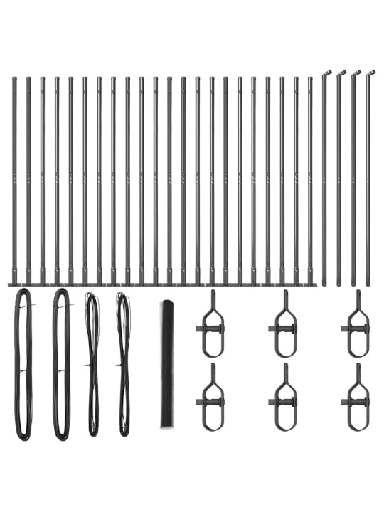 Žogs ar stabiem. pelēka 1.4 x 50 m pvc pārklāts tērauds