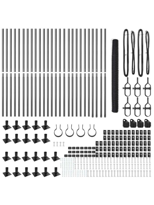 Žogs ar stabiem. pelēka 1.6 x 50 m pvc pārklāts tērauds