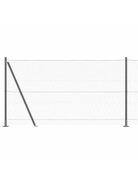 Žogs ar stabiem. pelēka 1.6 x 50 m pvc pārklāts tērauds