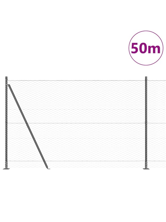 Žogs ar stabiem. pelēka 1.6 x 50 m pvc pārklāts tērauds