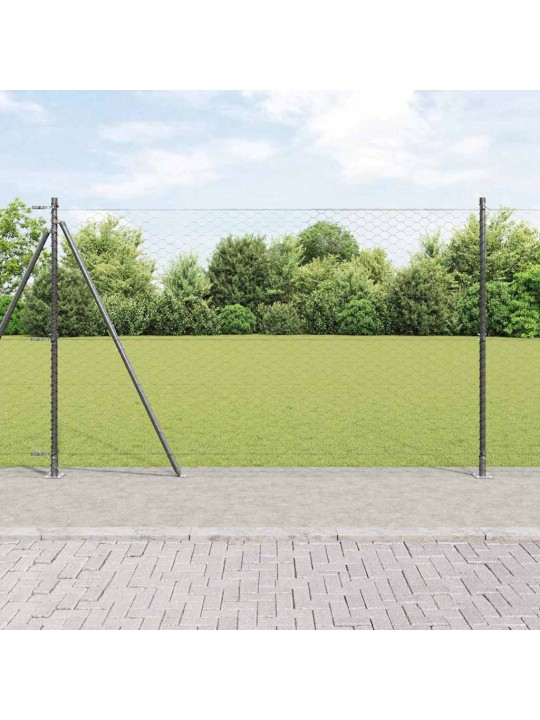 Žogs ar stabiem. pelēka 1.6 x 50 m pvc pārklāts tērauds