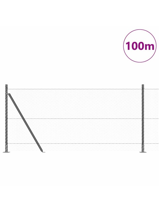 Žogs ar stabiem. pelēka 0.8 x 100 m pvc pārklāts tērauds
