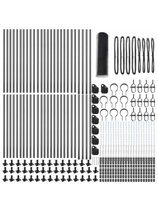 Žogs ar stabiem. pelēka 1 x 100 m pvc pārklāts tērauds