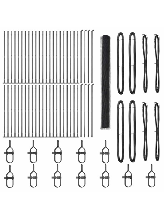 Žogs ar stabiem. pelēka 1.5 x 100 m pvc pārklāts tērauds