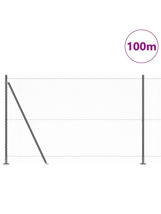 Žogs ar stabiem. pelēka 1.6 x 100 m pvc pārklāts tērauds