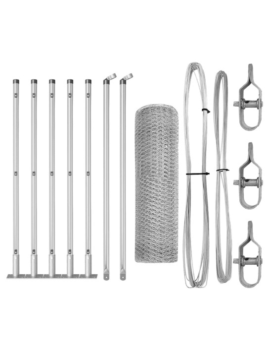 Žogs ar stabiem. sudraba 0.6 x 10 m pvc pārklāts tērauds