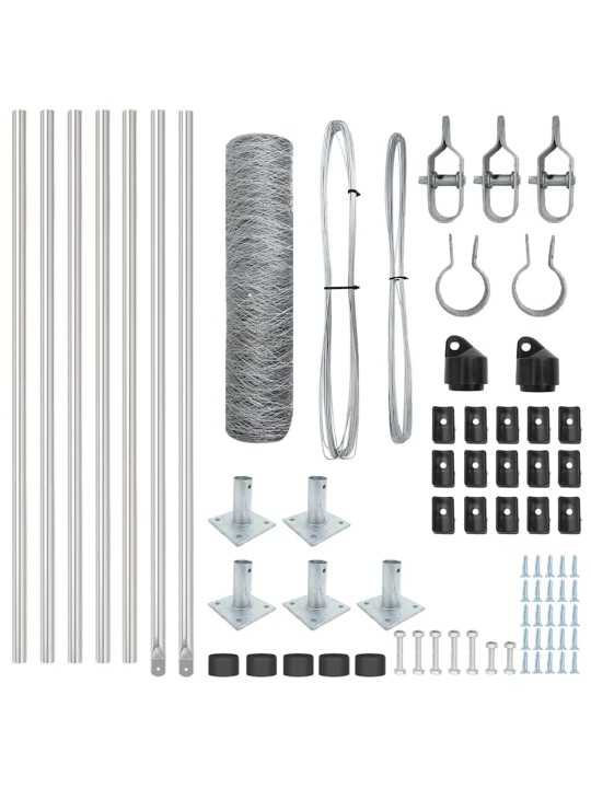Žogs ar stabiem. sudraba 0.6 x 10 m pvc pārklāts tērauds