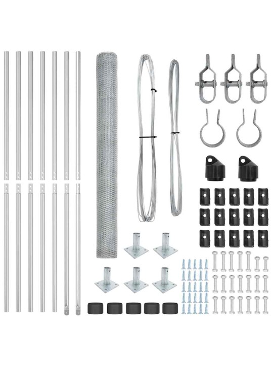 Žogs ar stabiem. sudraba 1.5 x 10 m pvc pārklāts tērauds