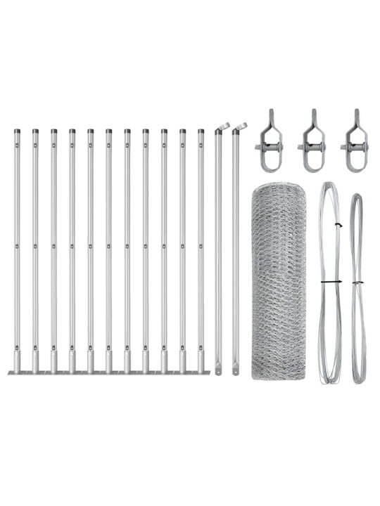 Žogs ar stabiem. sudraba 0.6 x 25 m pvc pārklāts tērauds
