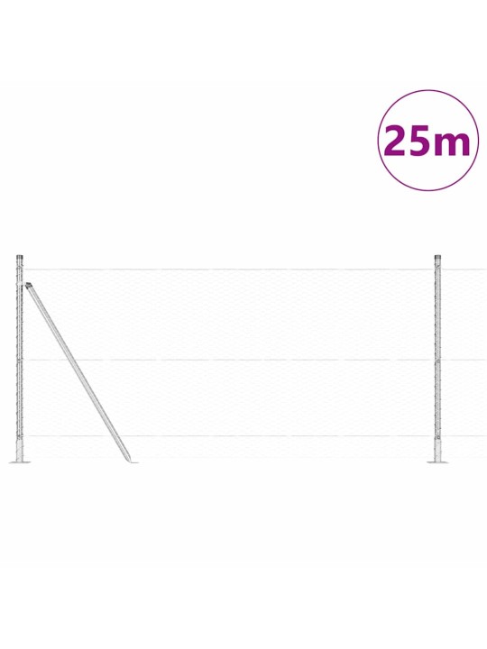 Žogs ar stabiem. sudraba 1 x 25 m pvc pārklāts tērauds