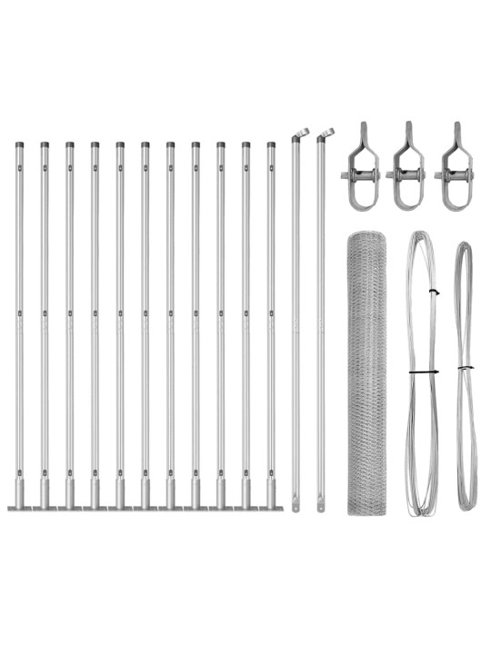Žogs ar stabiem. sudraba 1.2 x 25 m pvc pārklāts tērauds