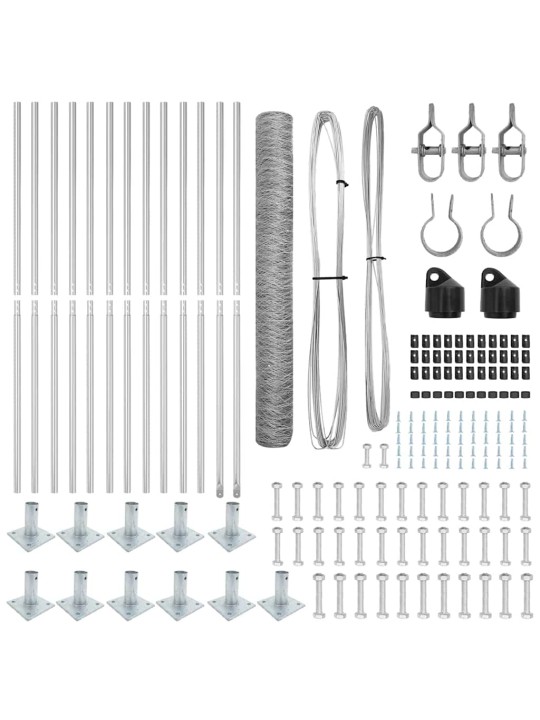 Žogs ar stabiem. sudraba 1.2 x 25 m pvc pārklāts tērauds