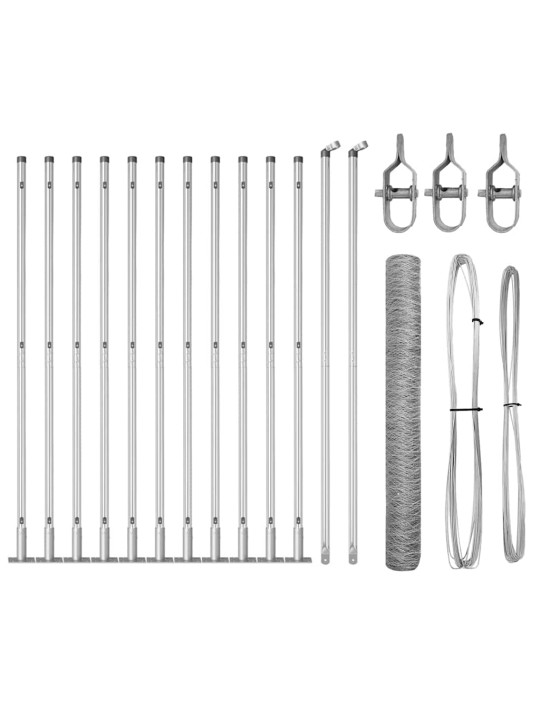 Žogs ar stabiem. sudraba 1.2 x 25 m pvc pārklāts tērauds