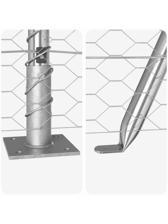 Žogs ar stabiem. sudraba 1.6 x 25 m pvc pārklāts tērauds