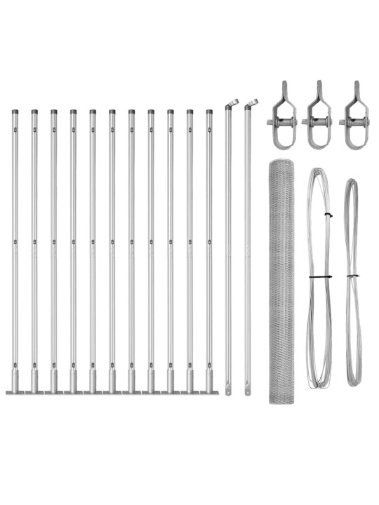 Žogs ar stabiem. sudraba 1.6 x 25 m pvc pārklāts tērauds