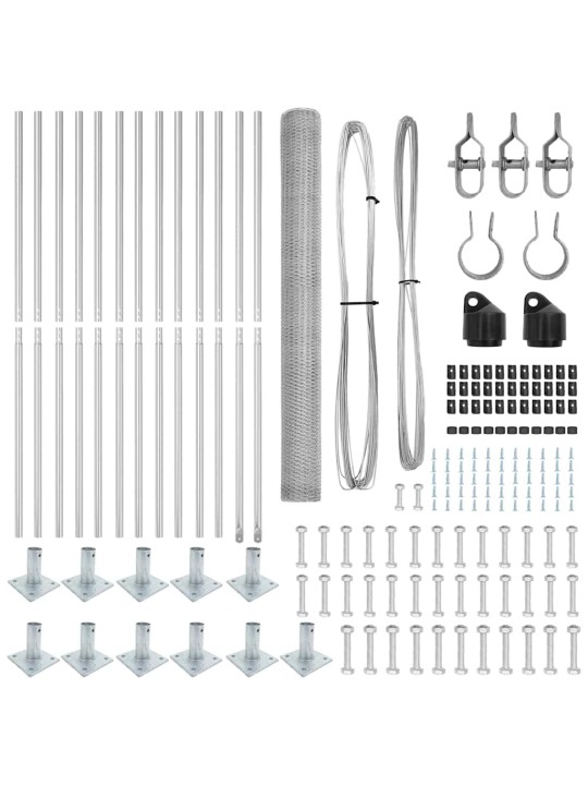 Žogs ar stabiem. sudraba 1.6 x 25 m pvc pārklāts tērauds