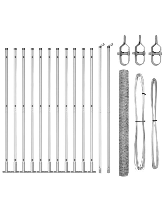 Žogs ar stabiem. sudraba 1.6 x 25 m pvc pārklāts tērauds