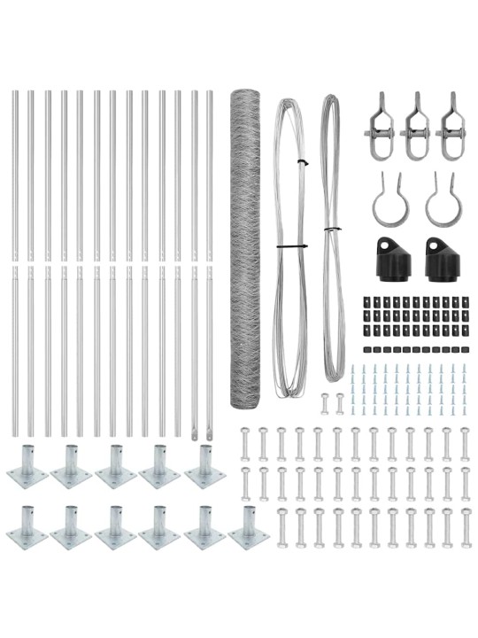 Žogs ar stabiem. sudraba 1.6 x 25 m pvc pārklāts tērauds