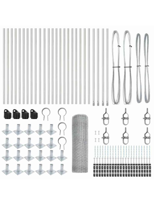 Žogs ar stabiem. sudraba 1 x 50 m pvc pārklāts tērauds