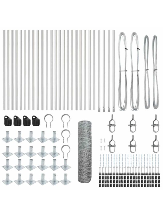 Žogs ar stabiem. sudraba 1 x 50 m pvc pārklāts tērauds
