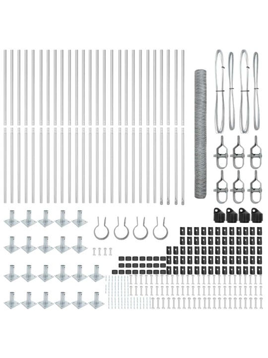 Žogs ar stabiem. sudraba 1.6 x 50 m pvc pārklāts tērauds