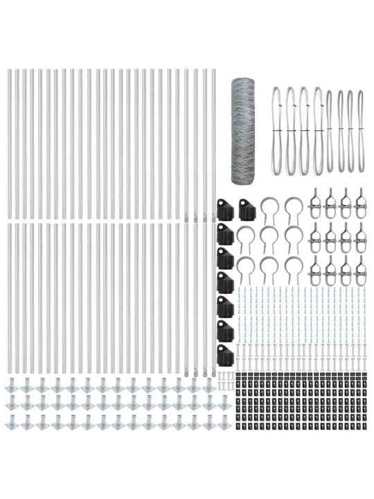 Žogs ar stabiem. sudraba 1 x 100 m pvc pārklāts tērauds