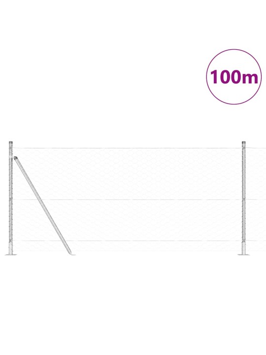 Žogs ar stabiem. sudraba 1 x 100 m pvc pārklāts tērauds
