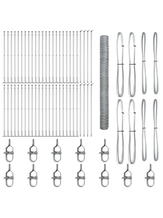 Žogs ar stabiem. sudraba 1.6 x 100 m pvc pārklāts tērauds