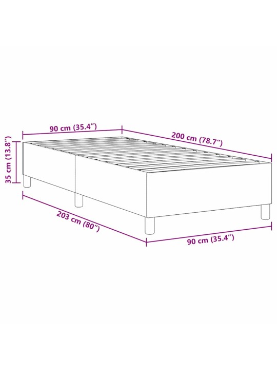 Kastītes atsperu gulta krēmkrāsa 90 x 200 cm korduroja audums