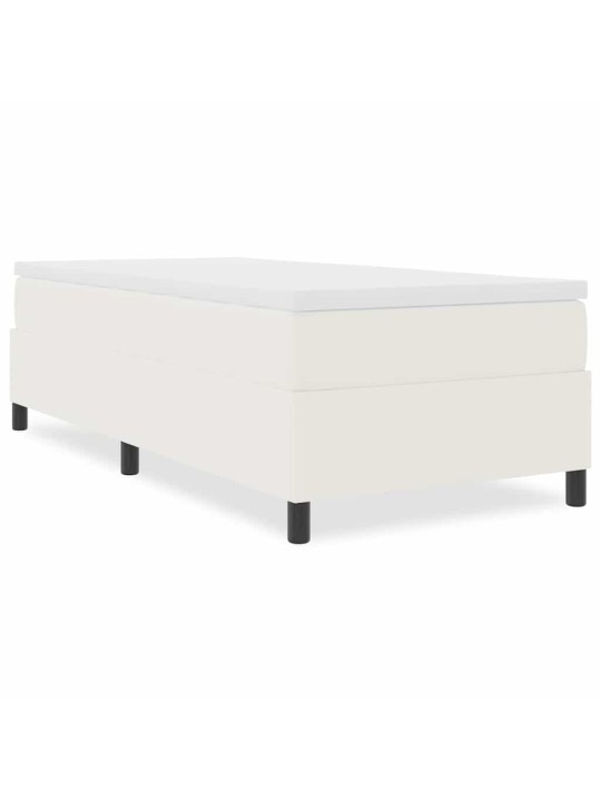 Kastītes atsperu gulta krēmkrāsa 90 x 200 cm korduroja audums