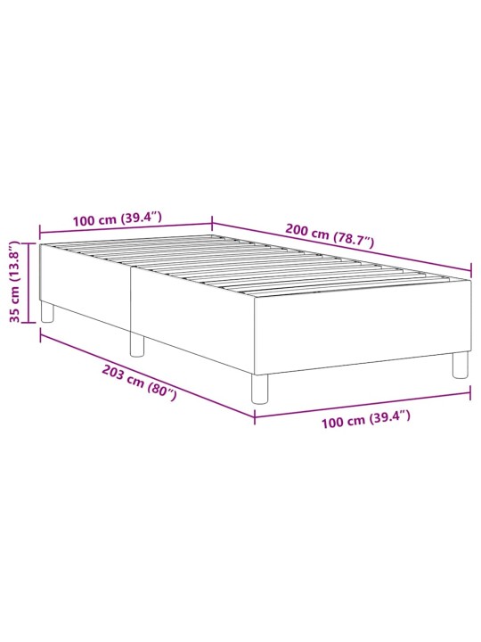Kastītes atsperu gulta krēmkrāsa 100 x 200 cm korduroja audums