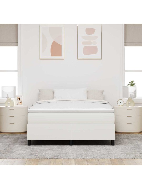 Kastītes atsperu gulta krēmkrāsa 160 x 200 cm korduroja audums