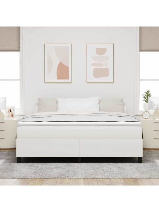 Kastītes atsperu gulta krēmkrāsa 180 x 200 cm korduroja audums
