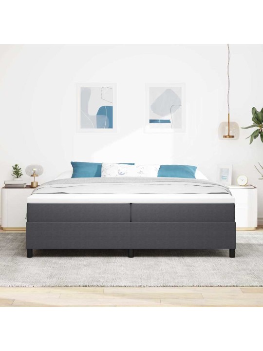 Kastītes atsperu gulta tumši pelēks un balts 203 x 200 x 60 cm